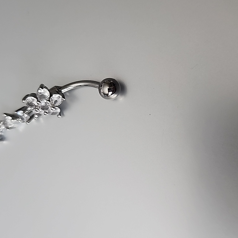 FLOWER Crystal BELLY BUTTON RING Multi GEMS - Picture 4 of 4